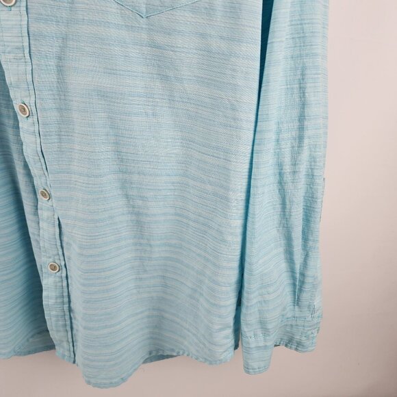 EX-OFFICIO Mens Large Blue Stripe Made to Adventure L/S Button Up - Picture 4 of 7